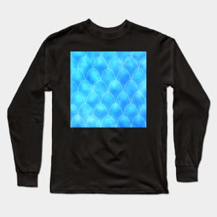 Blue Mermaid Scales Pattern Long Sleeve T-Shirt